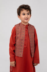 Prt Waist Coat 3Pc Infant Suit-SIS714125